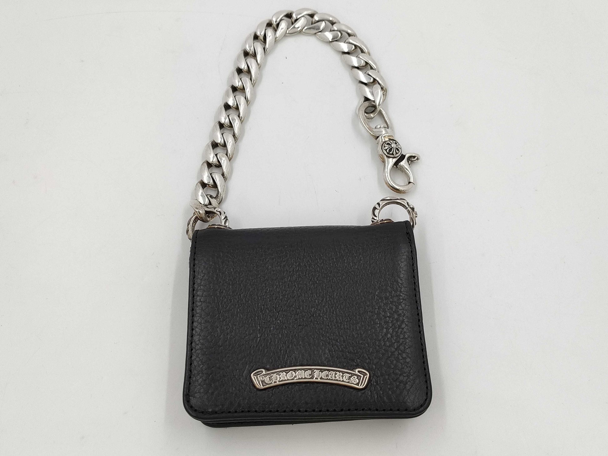 CHROME HEARTS TV Man Wallet with 1 Clip Classic Chain, Black
