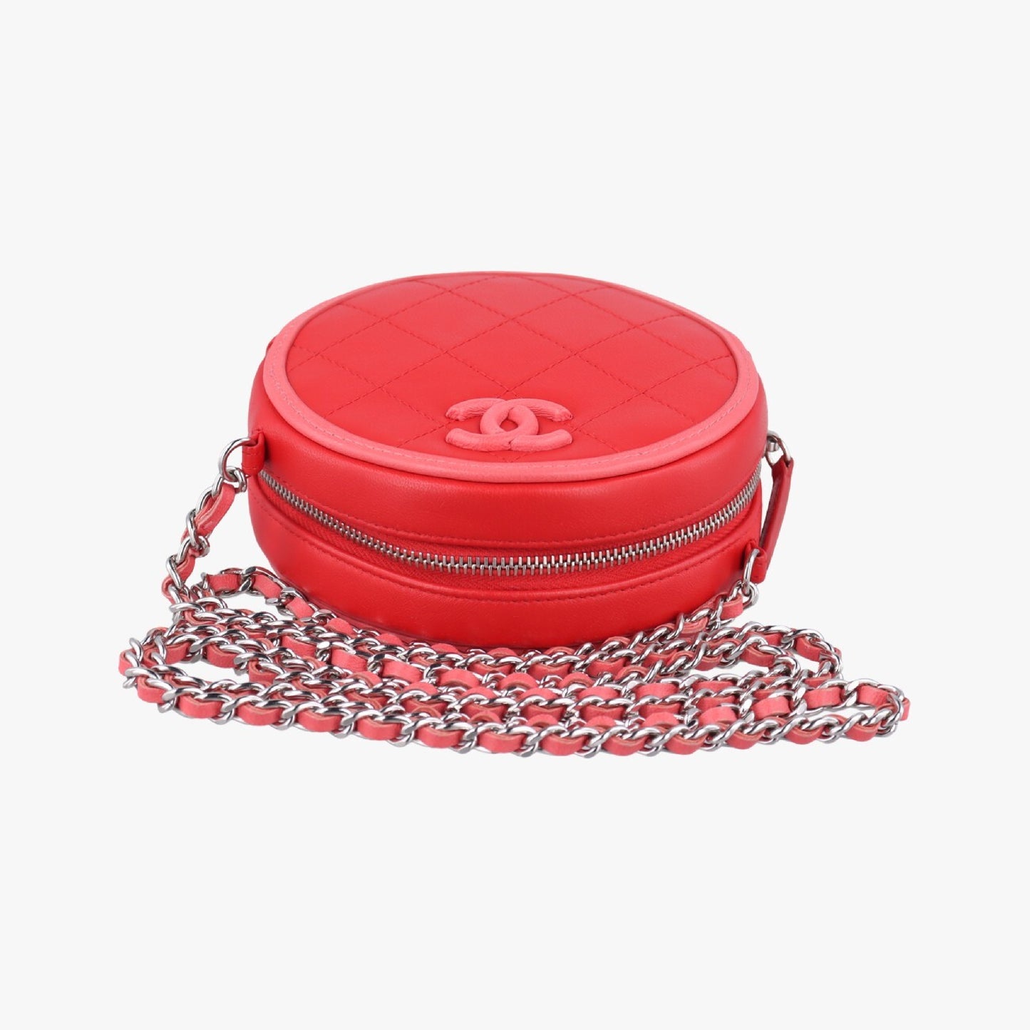 CHANEL Matelasse Red / Pink Lambskin Shoulder Bag AP006027472399