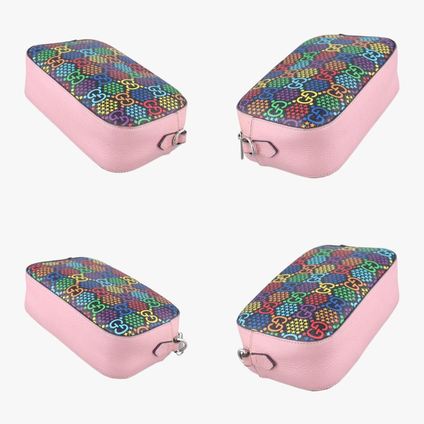 GUCCI GG Psychedelic Small Shoulder Bag in Black, Pink, and Multicolor PVC Coated Canvas