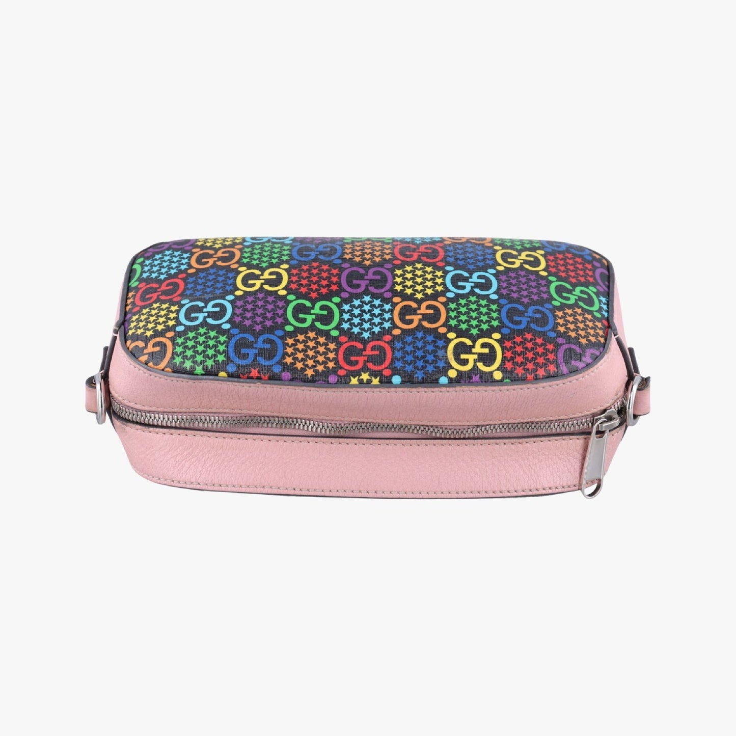 GUCCI GG Psychedelic Small Shoulder Bag in Black, Pink, and Multicolor PVC Coated Canvas