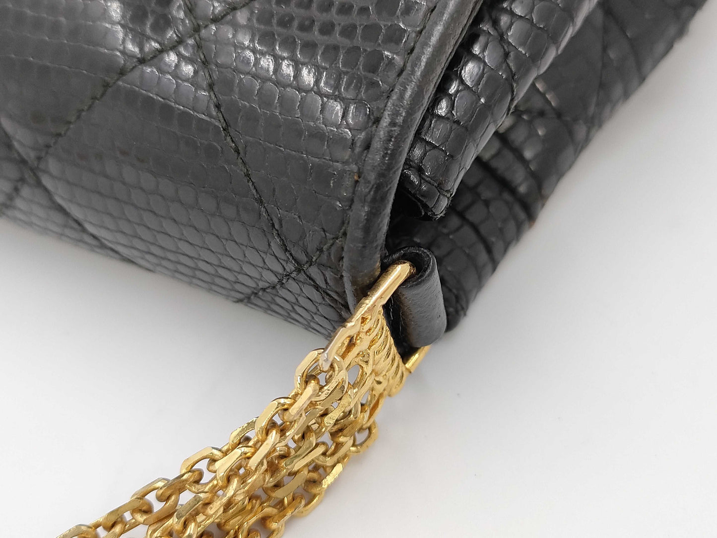 CHANEL Lizard Black Shoulder Bag