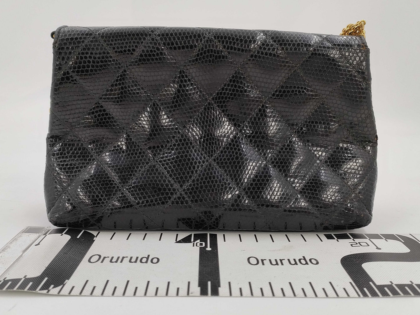 CHANEL Lizard Black Shoulder Bag