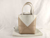 LOEWE Puzzle Fold Mini Tote Bag in Shiny Calfskin, White and Beige