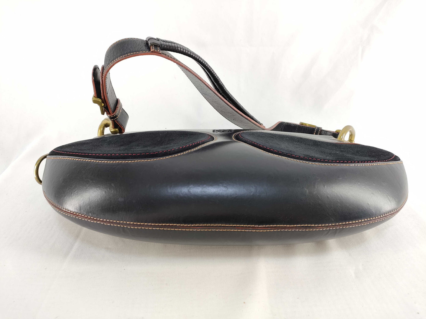 LOEWE Anagram Turnlock Shoulder Bag in Leather and Suede, Black