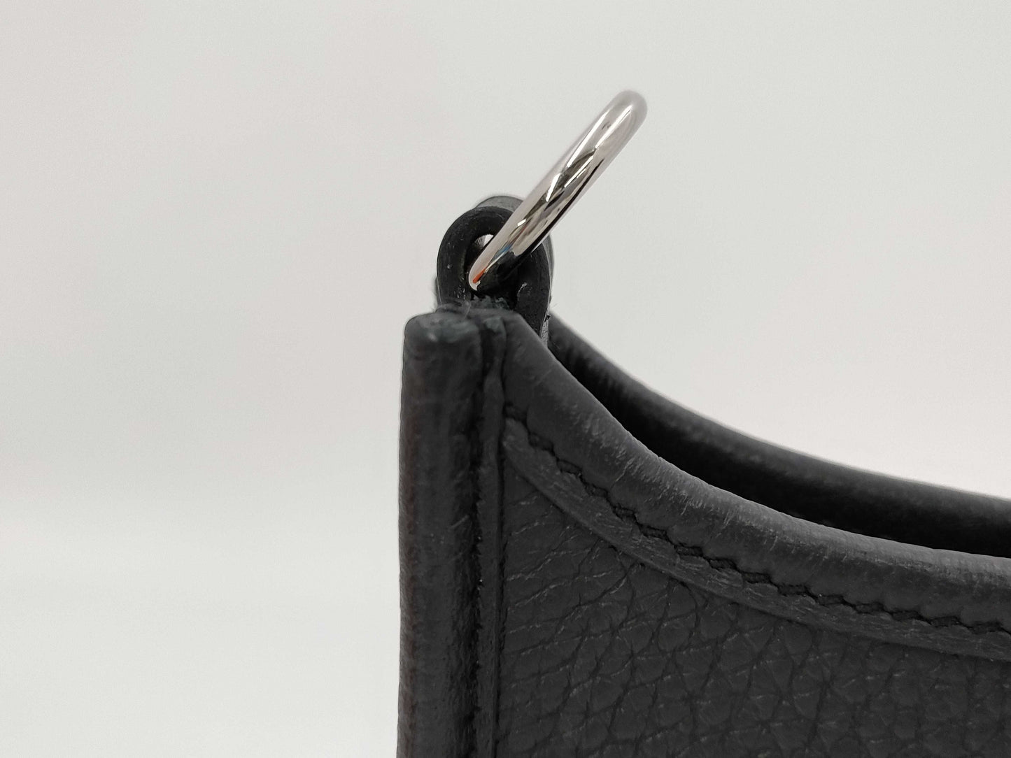 HERMES Mini Evelyne Amazone 16 TPM Noir Black Shoulder Bag with Silver Hardware and Stamped "B"
