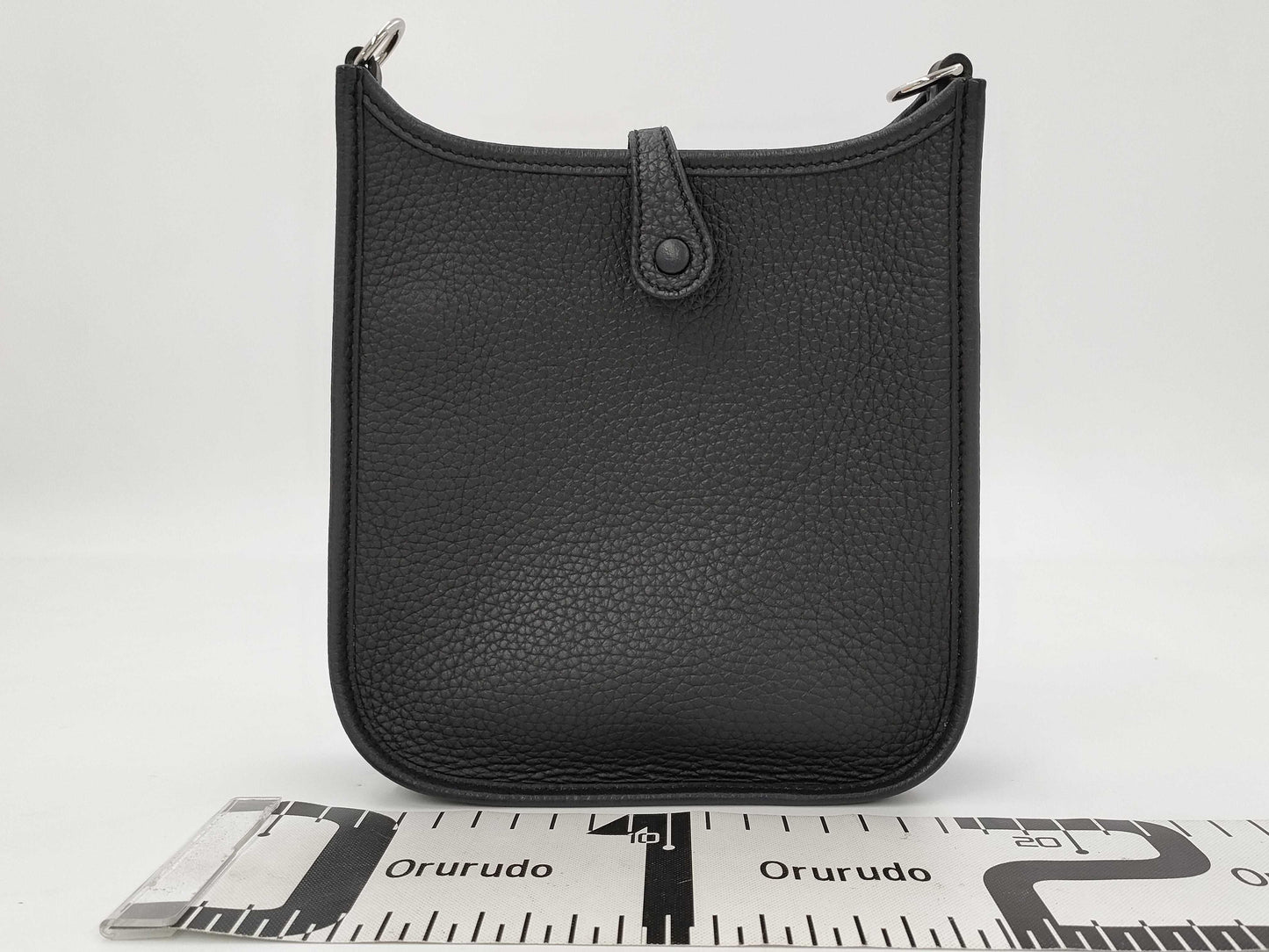 HERMES Mini Evelyne Amazone 16 TPM Noir Black Shoulder Bag with Silver Hardware and Stamped "B"