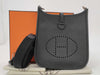 HERMES Mini Evelyne Amazone 16 TPM Noir Black Shoulder Bag with Silver Hardware and Stamped "B"
