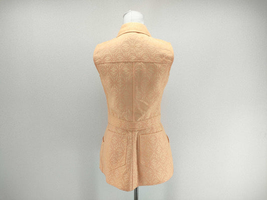 LOEWE All-Over Anagram Print Silver Button Sleeveless Jacket Size 38 Tops