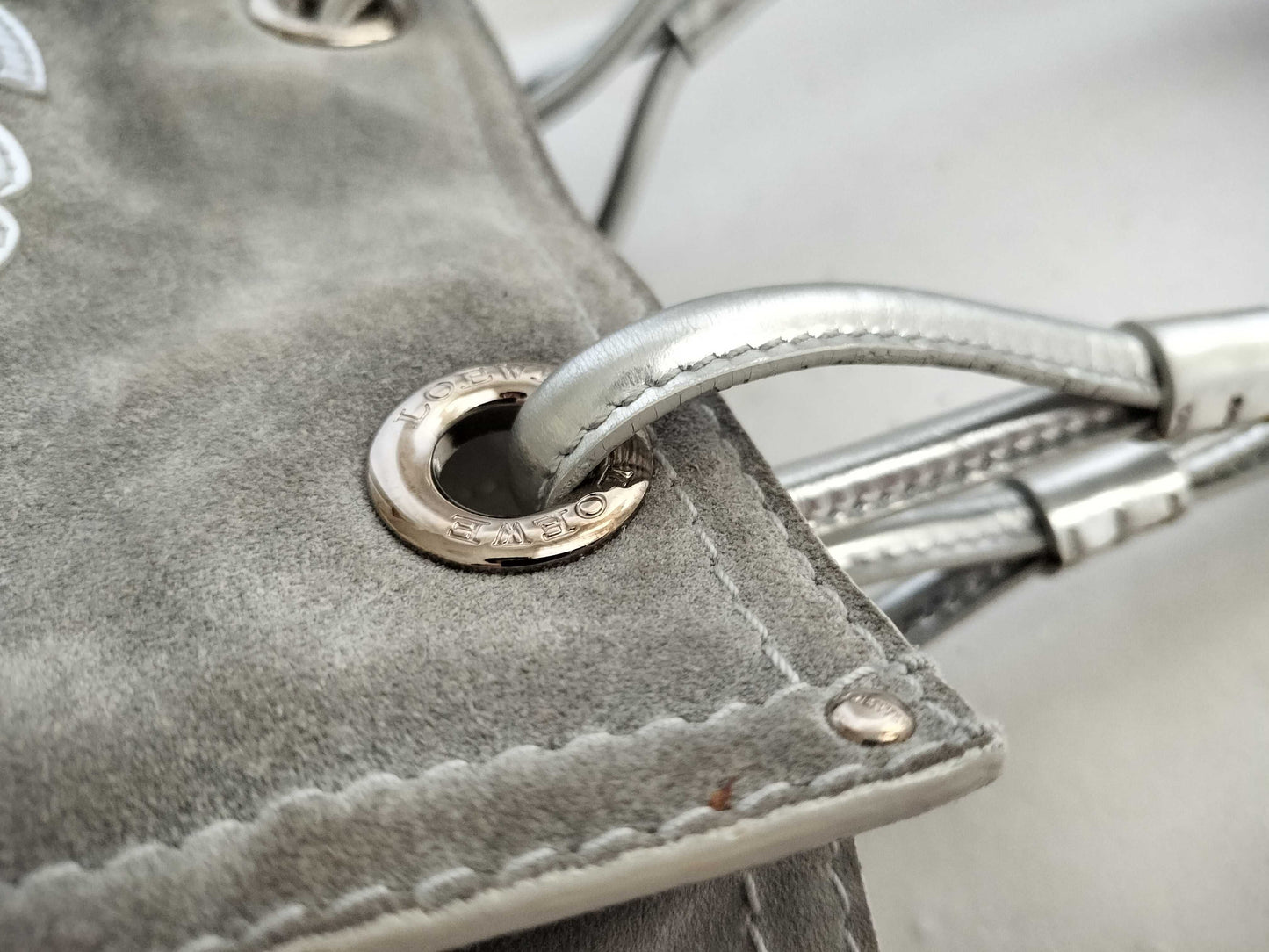 LOEWE Loewe Anagram Silver Mini Handbag