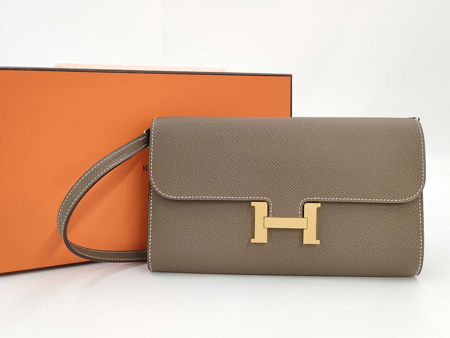 HERMES Constance Long To-Go Etoupe Gold Hardware U Stamp Wallet