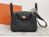 HERMES Lindy Mini Shoulder Bag in Black with Gold Hardware and Double Stamp