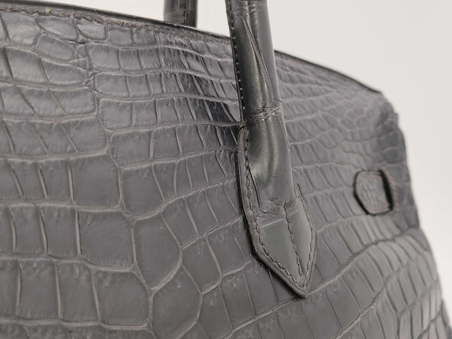 HERMES Birkin 35 Niloticus Matte Silver Hardware Handbag