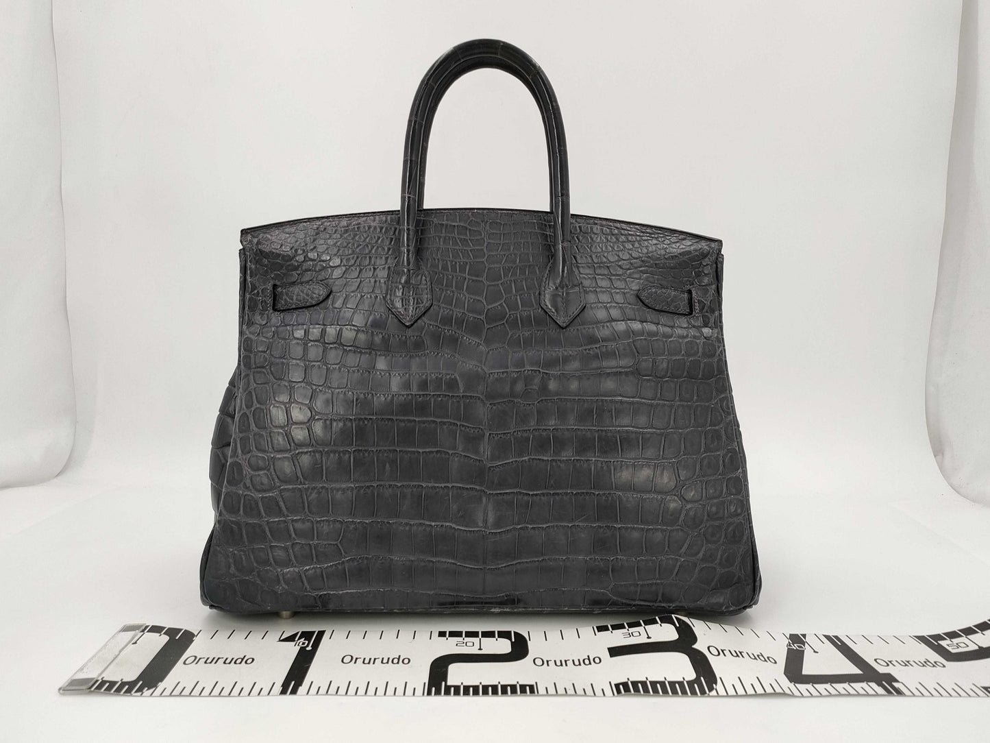 HERMES Birkin 35 Niloticus Matte Silver Hardware Handbag
