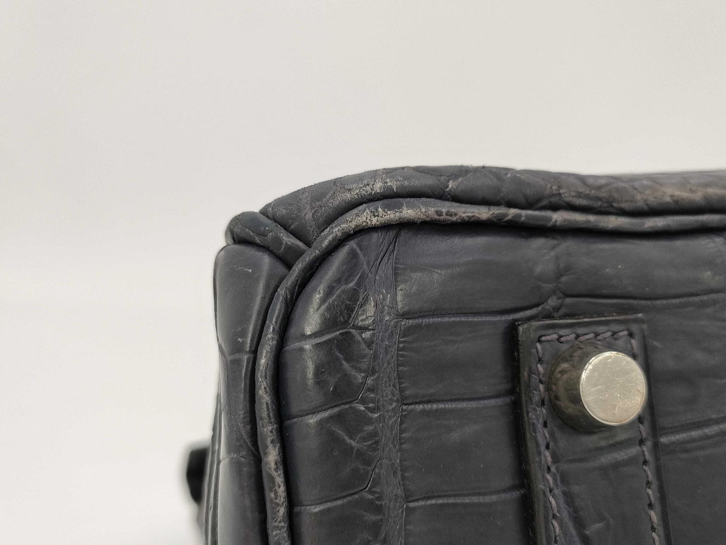 HERMES Birkin 35 Niloticus Matte Silver Hardware Handbag