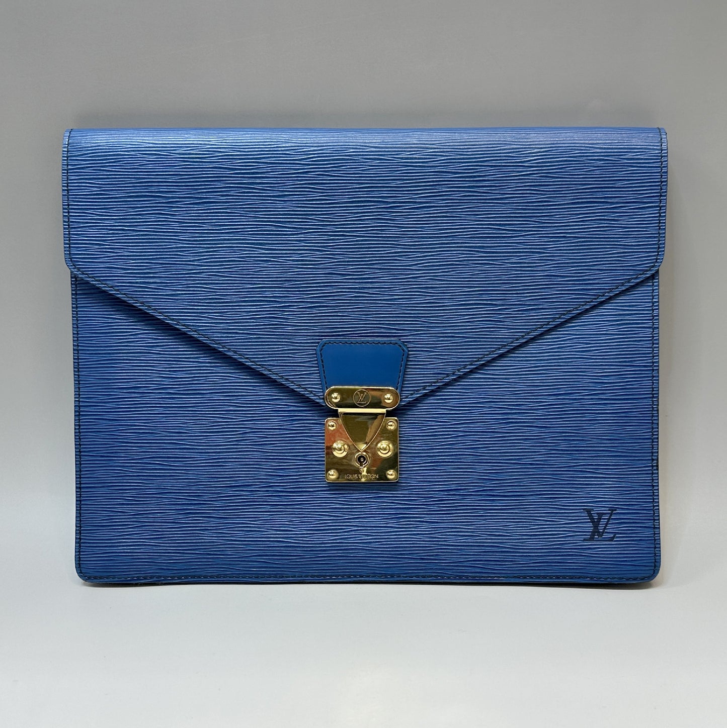 LOUIS VUITTON Epi Leather Porte-Document Senator Document Bag Business Clutch Bag Blue A20980 Business Bag