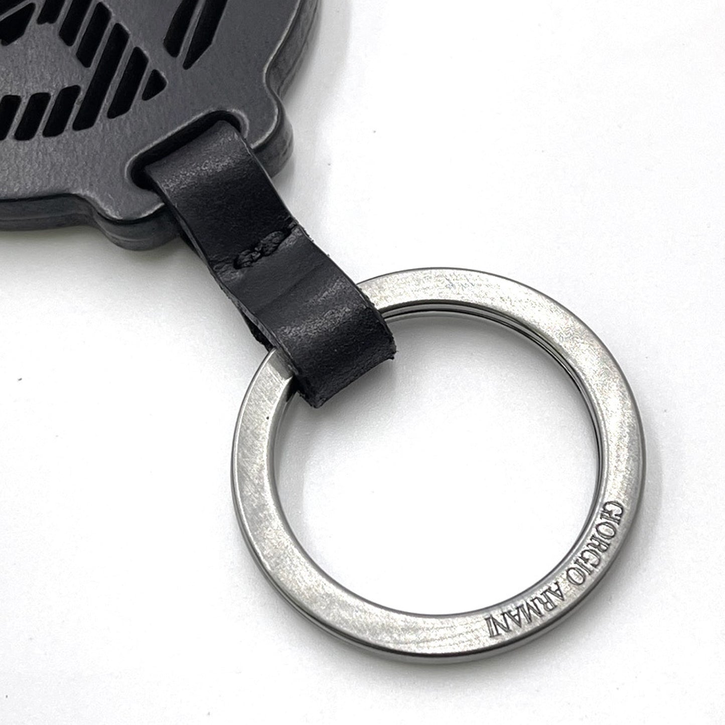 GIORGIO ARMANI Men's Key Ring with Logo and Bag Charm, Black, Y2R424