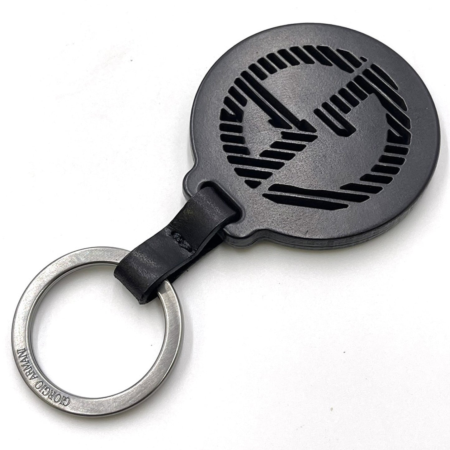 GIORGIO ARMANI Men's Key Ring with Logo and Bag Charm, Black, Y2R424