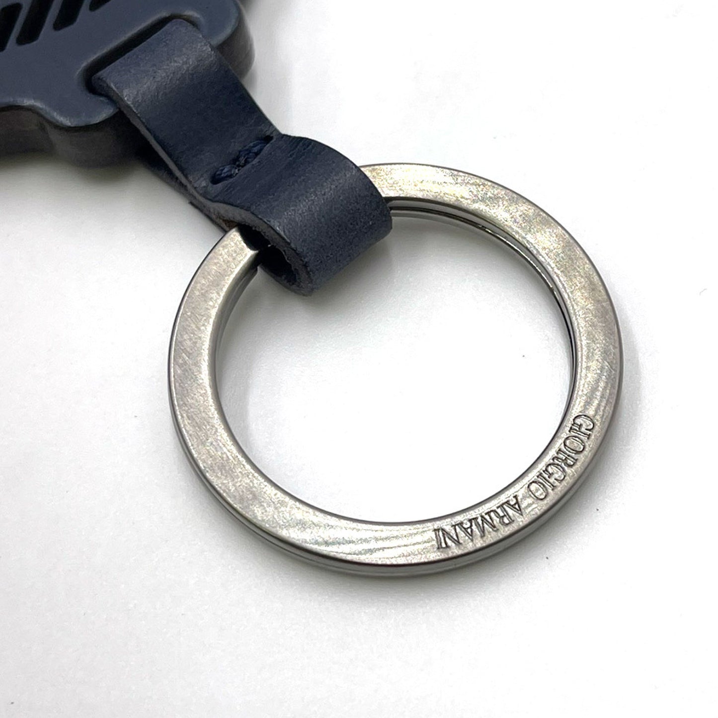 GIORGIO ARMANI Men's Key Ring, Logo Bag Charm, Dark Blue, Y2R424