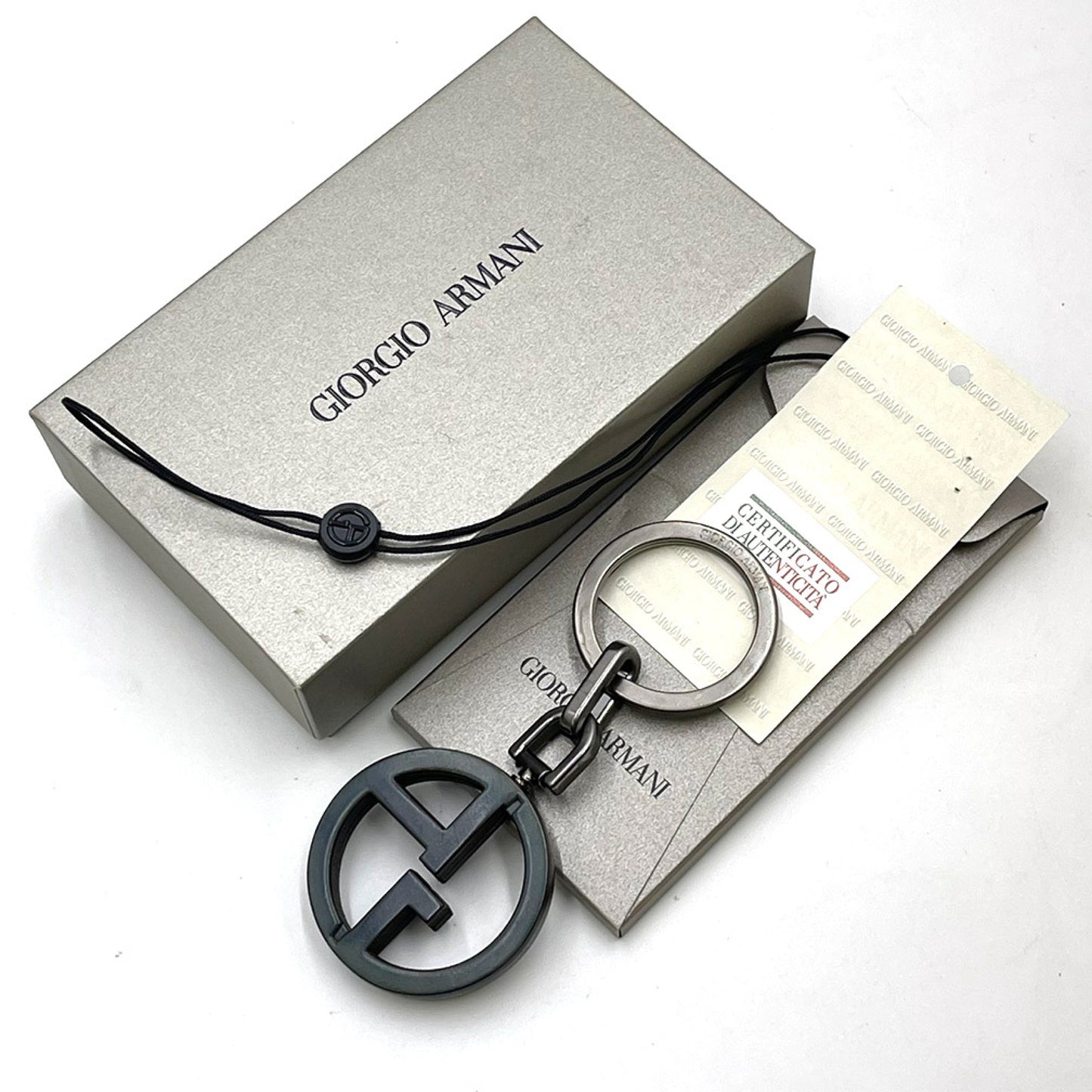 GIORGIO ARMANI Armani Key Ring Y2R407 Men's GIORGIO ARMANI Giorgio Armani Key Holder Logo Bag Charm Leather Dark Blue Key Case/Key Holder