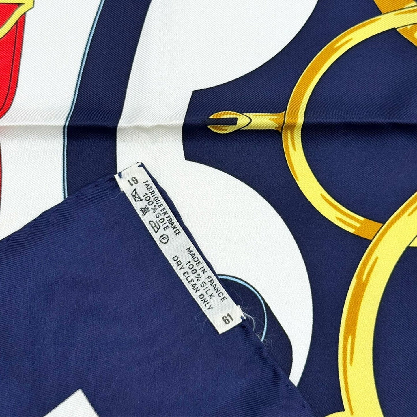 HERMES HERMES Carré 90cm 100% Silk Eperon d'Or Golden Spurs Navy White Women's Other Accessories