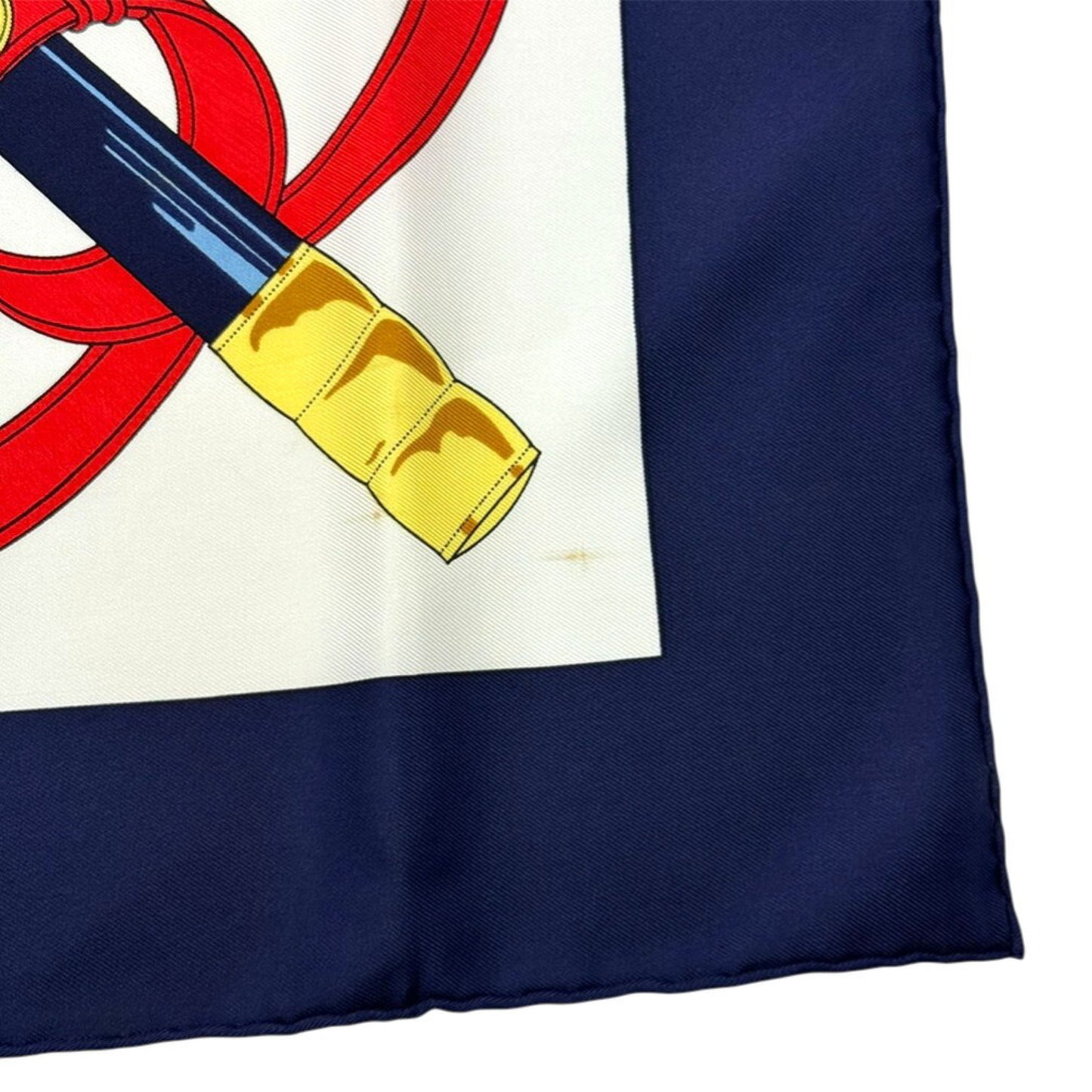 HERMES HERMES Carré 90cm 100% Silk Eperon d'Or Golden Spurs Navy White Women's Other Accessories