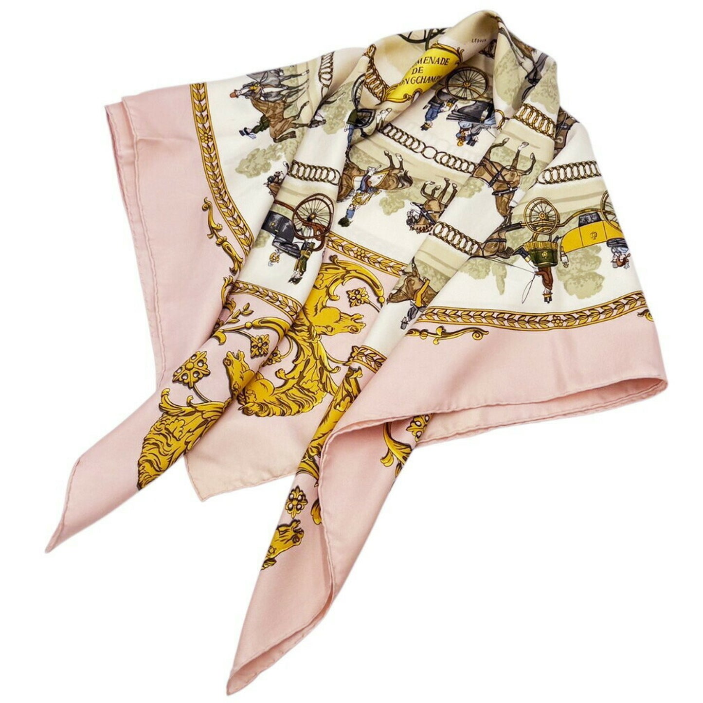 HERMES HERMES Carré 90cm 100% Silk LA PROMENADE DE LONGCHAMPS Stroll to Longchamp Pink Women's Other Accessories