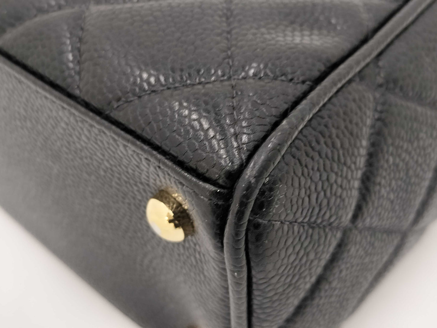 CHANEL Mini Boston Bag, Black, Caviar, with Seal