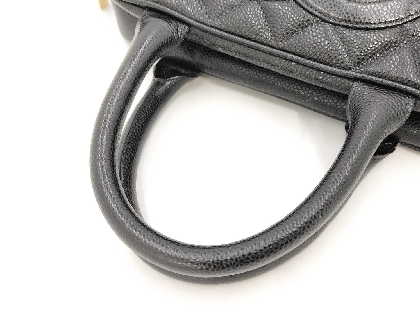 CHANEL Mini Boston Bag, Black, Caviar, with Seal