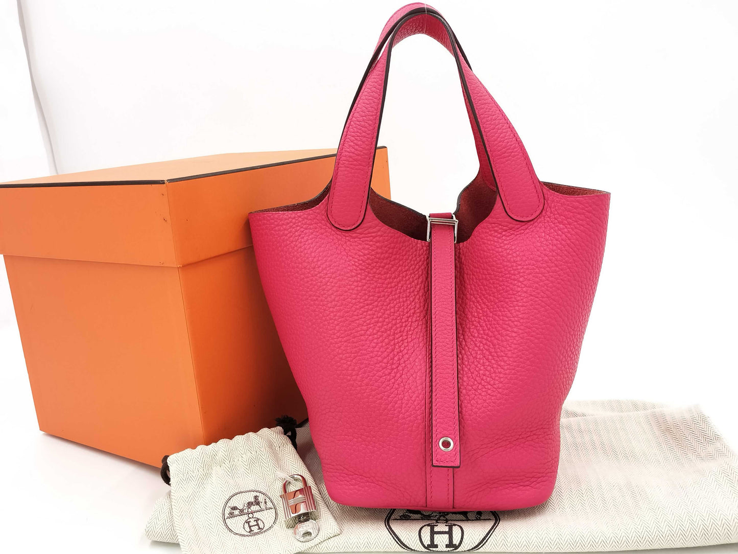 HERMES Picotin Lock 18 PM Rose Mexico Silver Hardware D Stamp Handbag