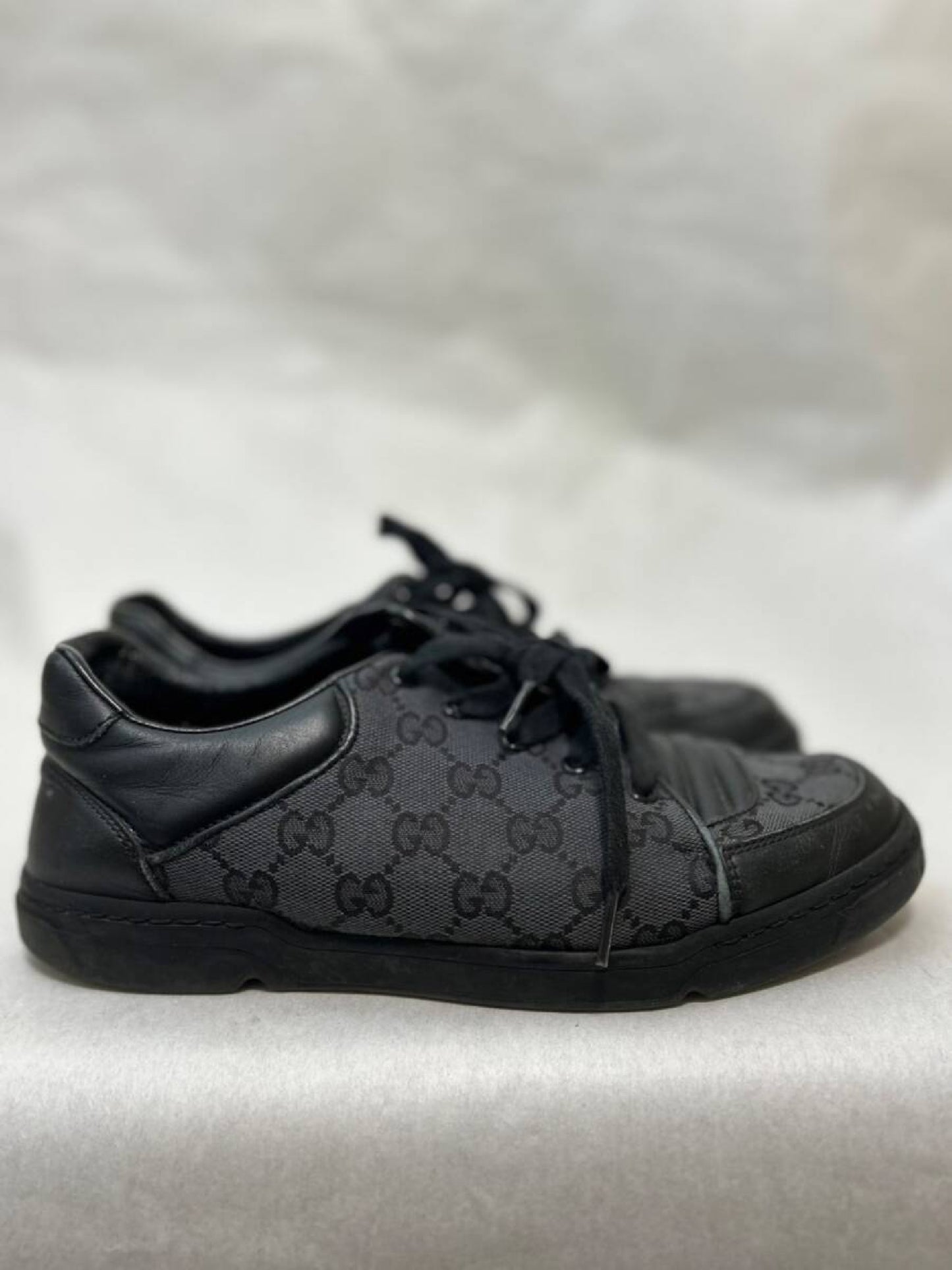 GUCCI GG Logo Leather Canvas Sneakers 5 1/2 Sneakers