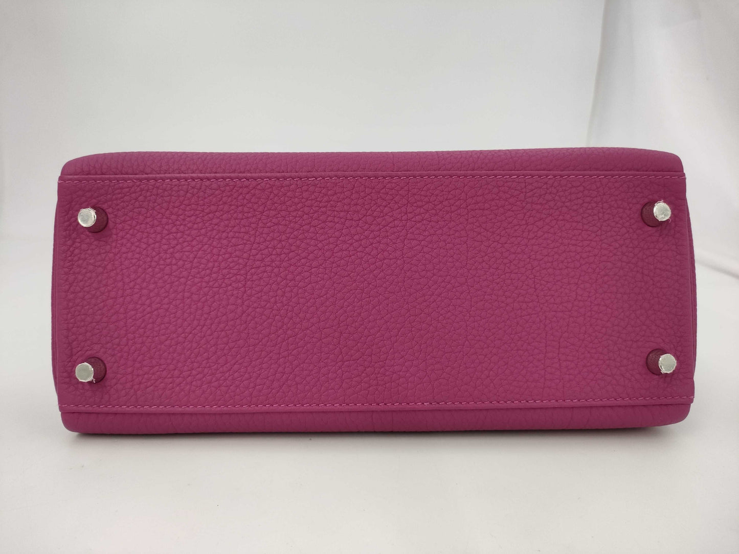 HERMES Kelly 28 C Stamp Togo Rose Purple Silver Hardware Handbag