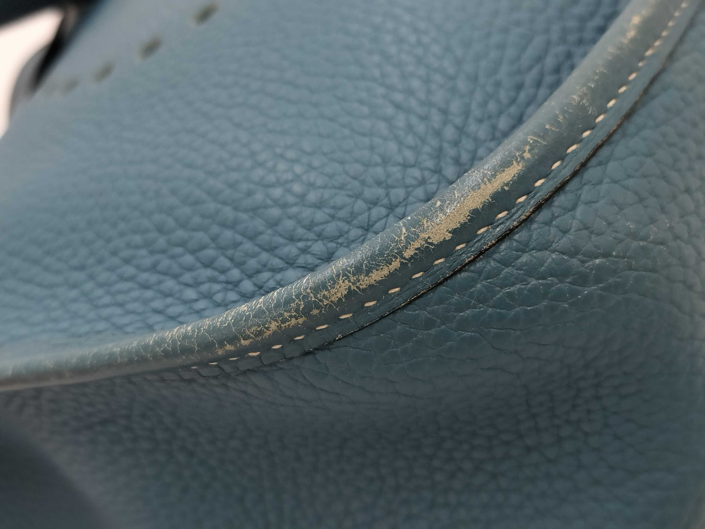 HERMES Evelyn GM Shoulder Bag in Taurillon/Blue Jean with Palladium Hardware and Dust Bag