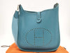 HERMES Evelyn GM Shoulder Bag in Taurillon/Blue Jean with Palladium Hardware and Dust Bag