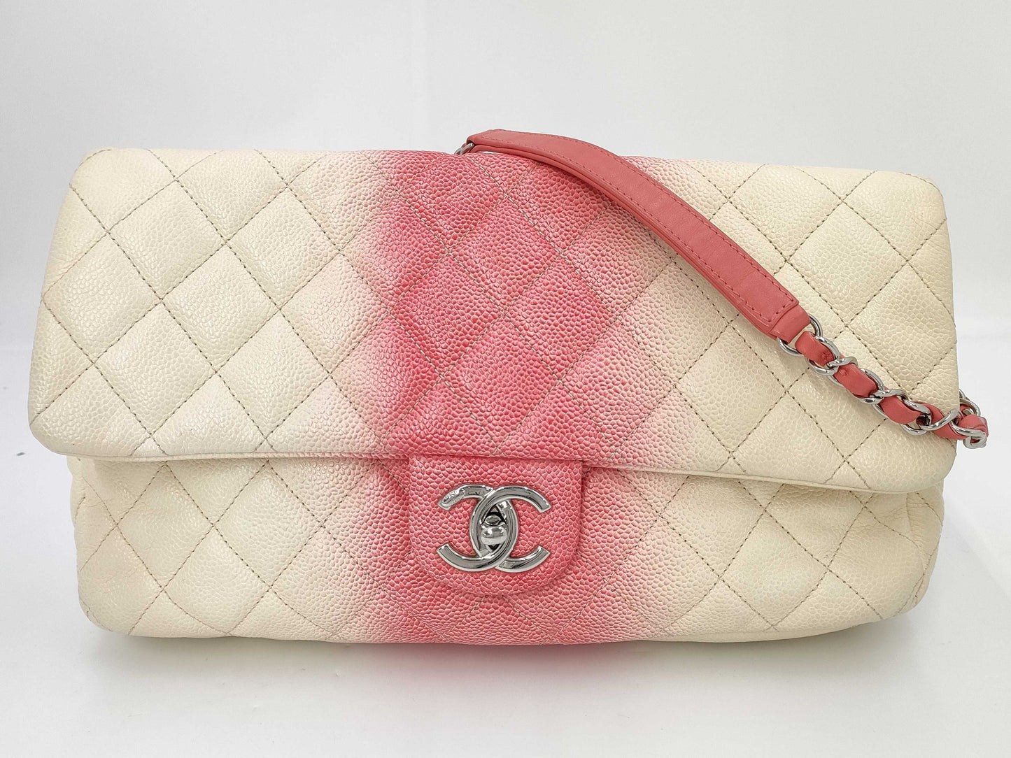 CHANEL Matelasse Caviar Skin Double Chain Shoulder Bag