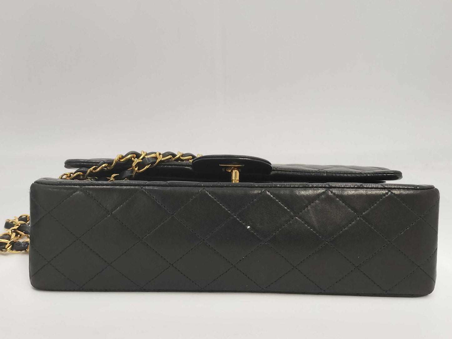CHANEL Matelasse Black Double Flap Double Chain Shoulder Bag