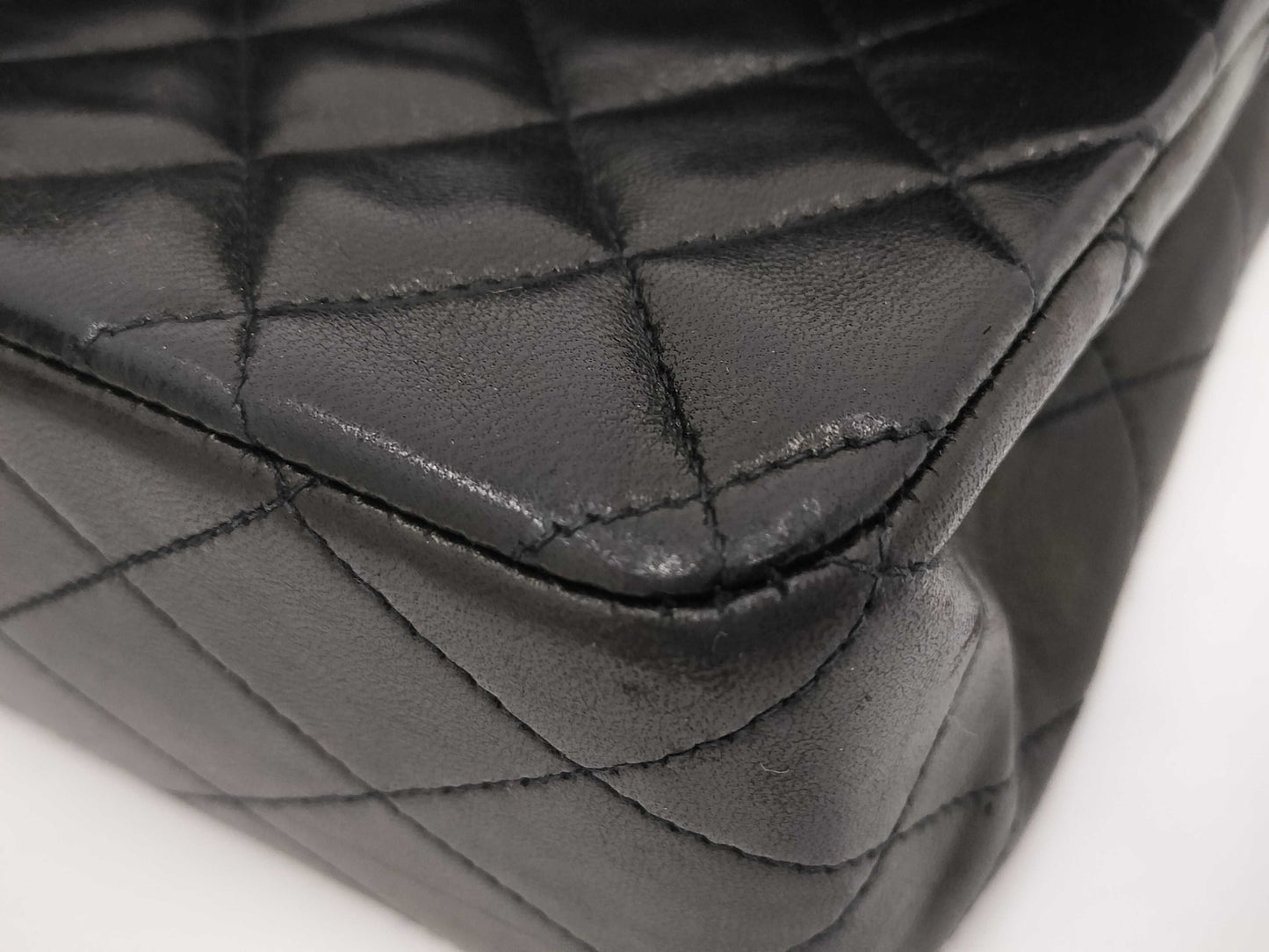 CHANEL Matelasse Black Double Flap Double Chain Shoulder Bag