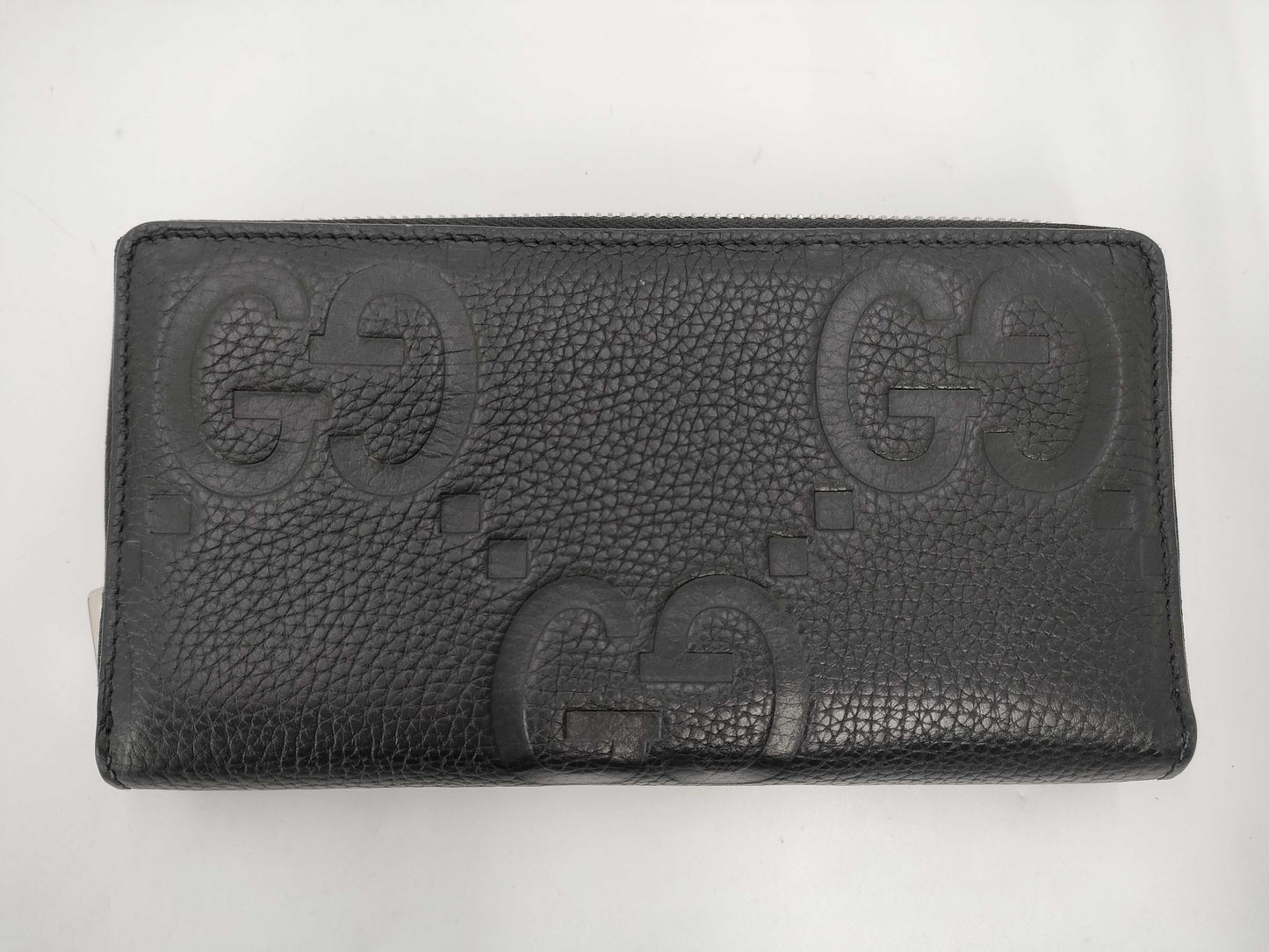 GUCCI 739484 Jumbo GG Leather Round Zip Wallet in Black, with Box and Dust Bag