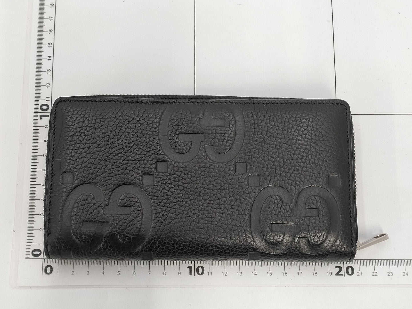 GUCCI 739484 Jumbo GG Leather Round Zip Wallet in Black, with Box and Dust Bag