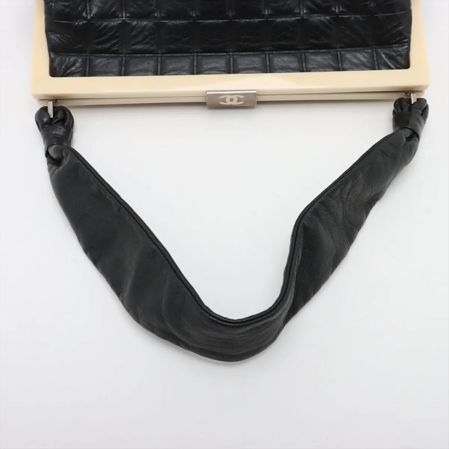 CHANEL CHANEL Chocolate Bar Lambskin Clasp Purse Leather Shoulder Bag with Serial Number Seal, Women's MMM CT51-1, Series 7, LEATHER SHOULDER