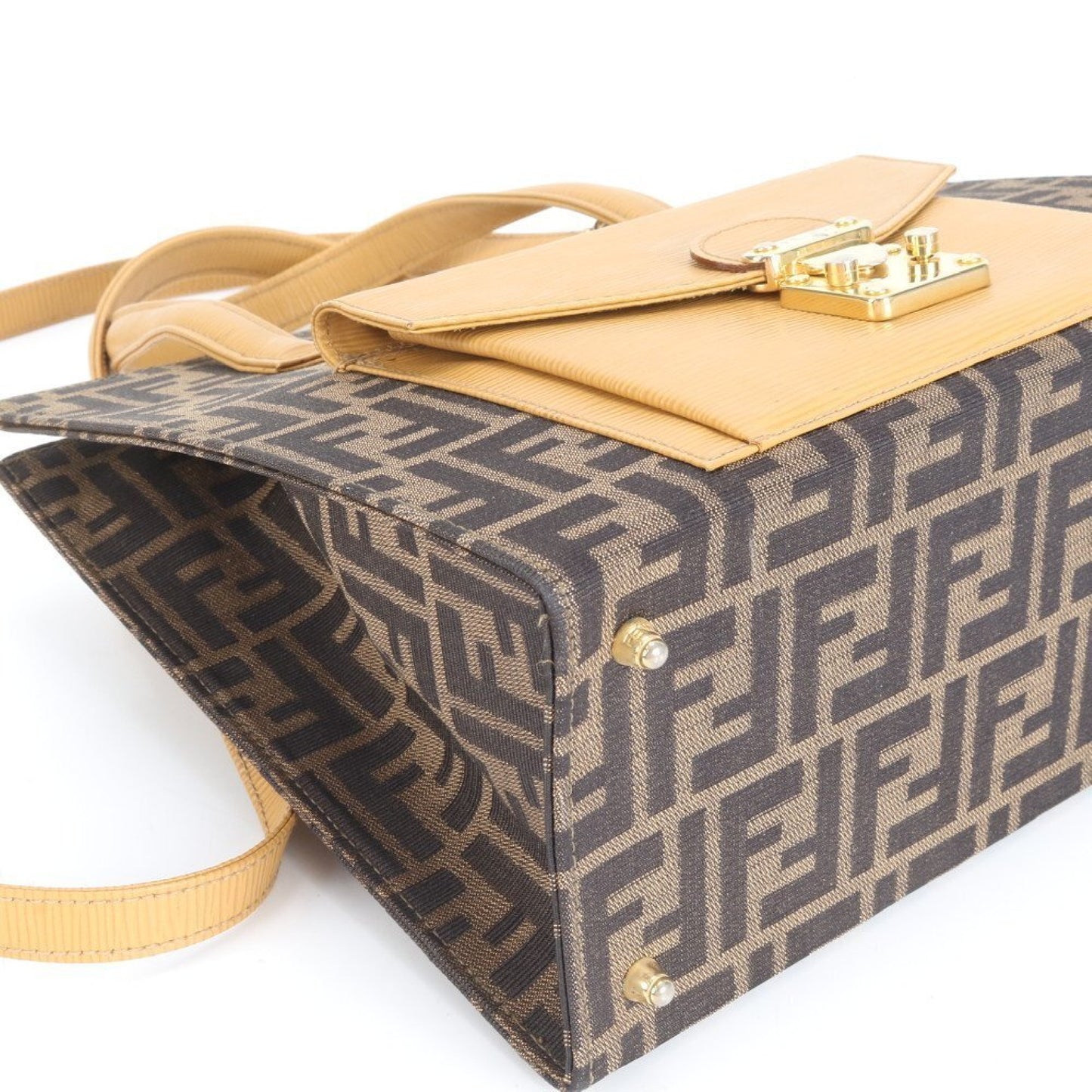 FENDI ZUCCA SHOULDER BAG CANVAS LEATHER 2-WAY SHOULDER BAG Brown Women's RRE CT43-9