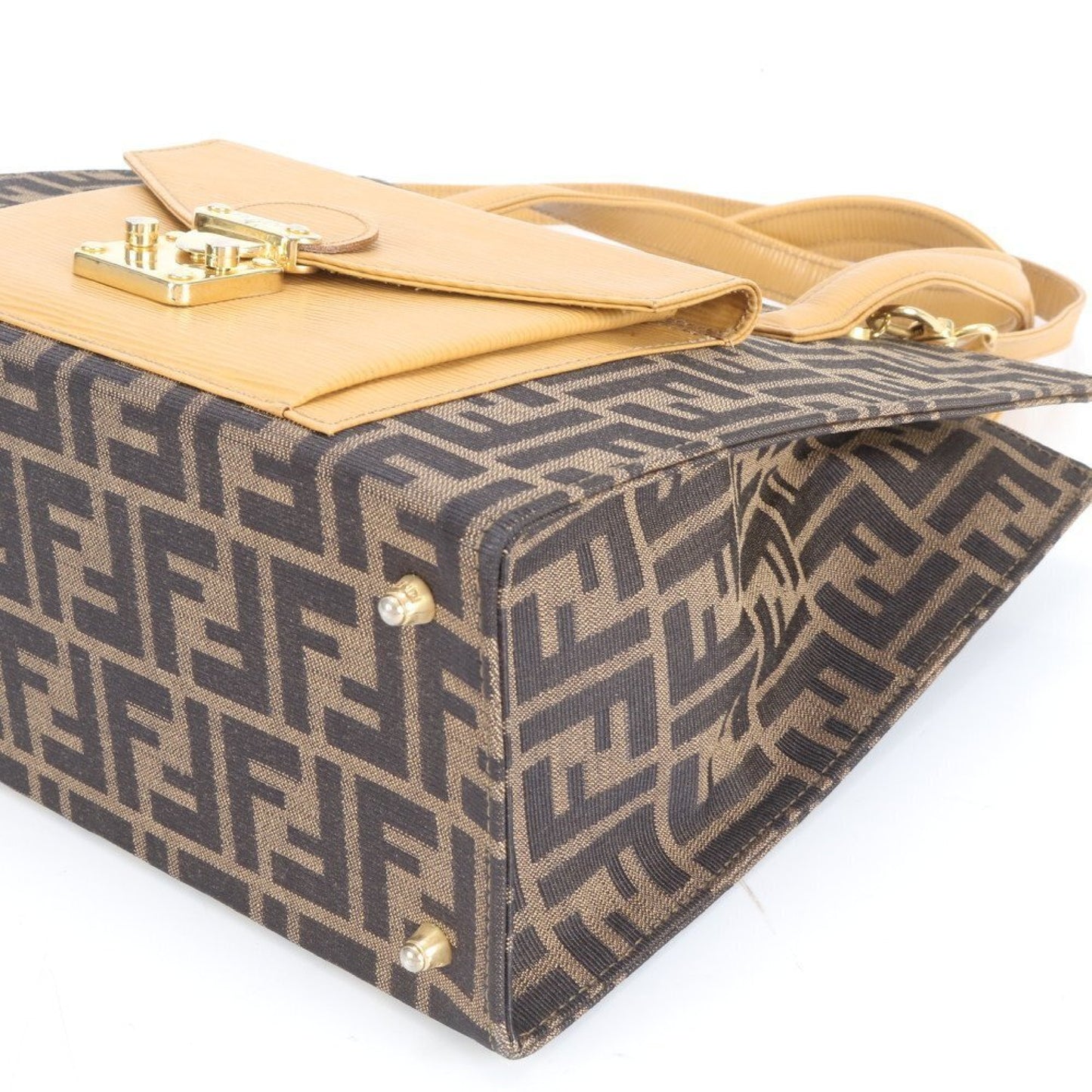 FENDI ZUCCA SHOULDER BAG CANVAS LEATHER 2-WAY SHOULDER BAG Brown Women's RRE CT43-9
