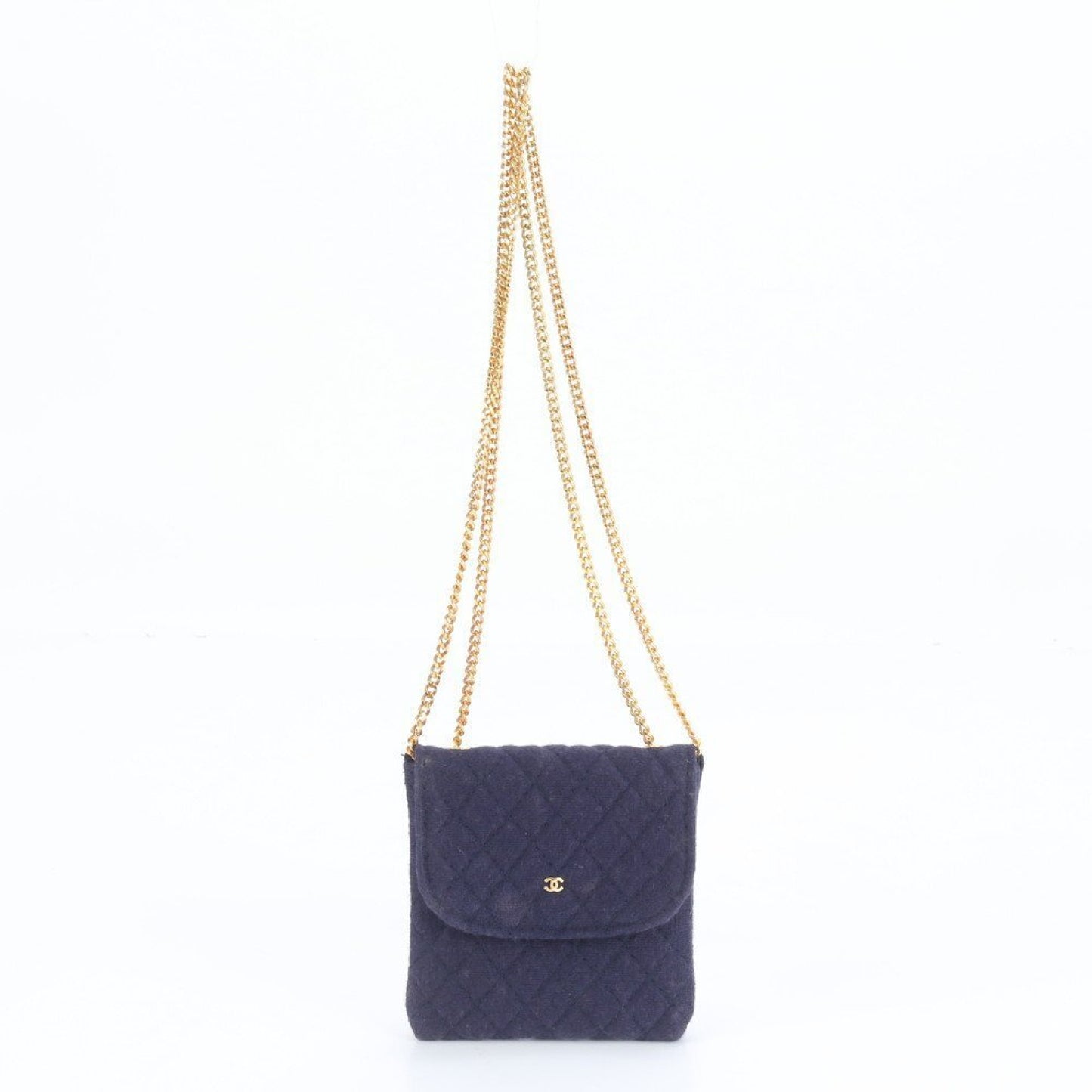 CHANEL CHANEL Mini Matelasse Gold Chain Leather 2-Way Shoulder Bag, Navy Blue, Women's VEE CT12-6 Quilted Shoulder Bag