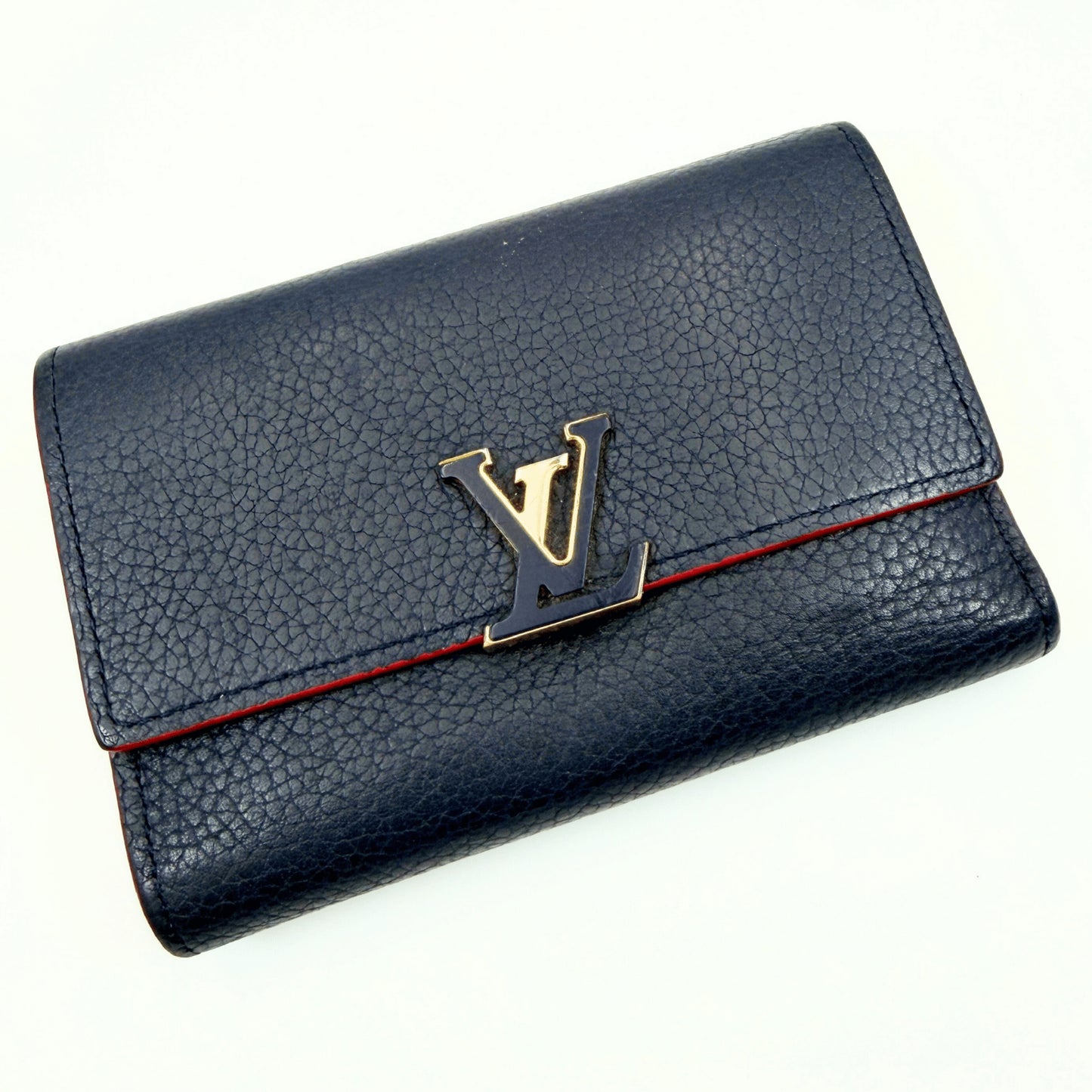 LOUIS VUITTON Capucines Compact Marine Rouge M63741 Tri-fold Wallet with Box and Dust Bag