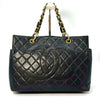 CHANEL Matelasse Coco Mark Caviar Leather Chain Tote Bag Black with Serial Seal Remnants