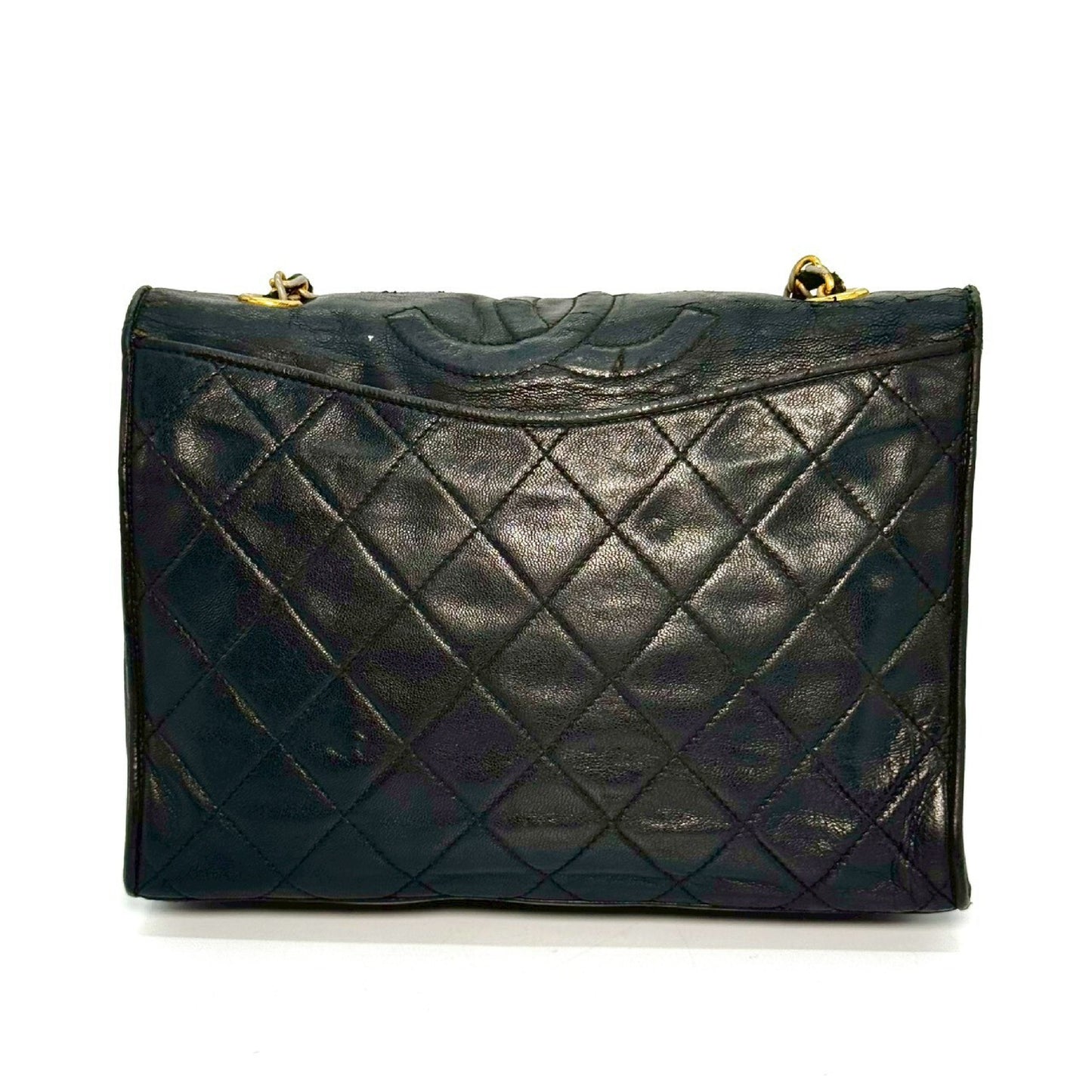 CHANEL Matelasse Coco Mark Lambskin Single Flap Chain Shoulder Bag Black 1108503 Shoulder Bag