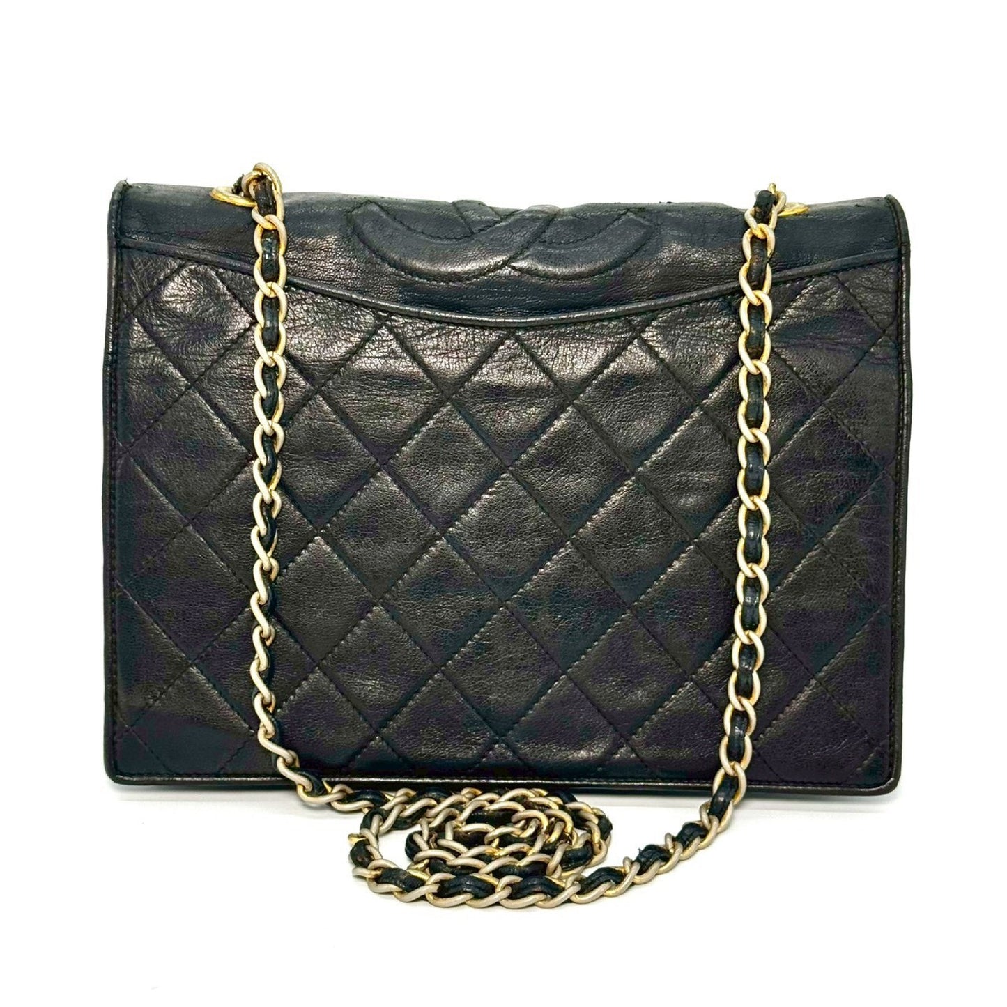 CHANEL Matelasse Coco Mark Lambskin Single Flap Chain Shoulder Bag Black 1108503 Shoulder Bag