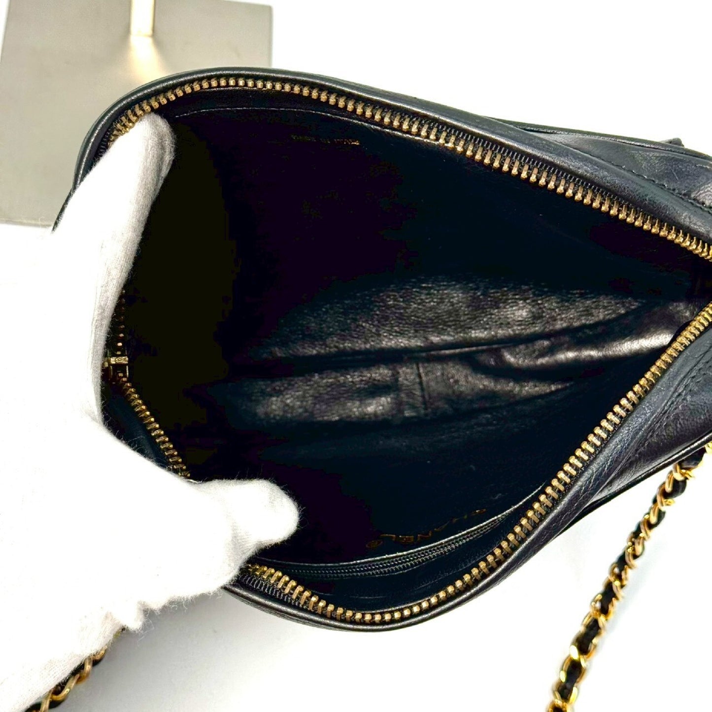 CHANEL Lambskin Coco Mark Fringed Chain Shoulder Bag Black with Guarantee Card 1547370 Shoulder Bag