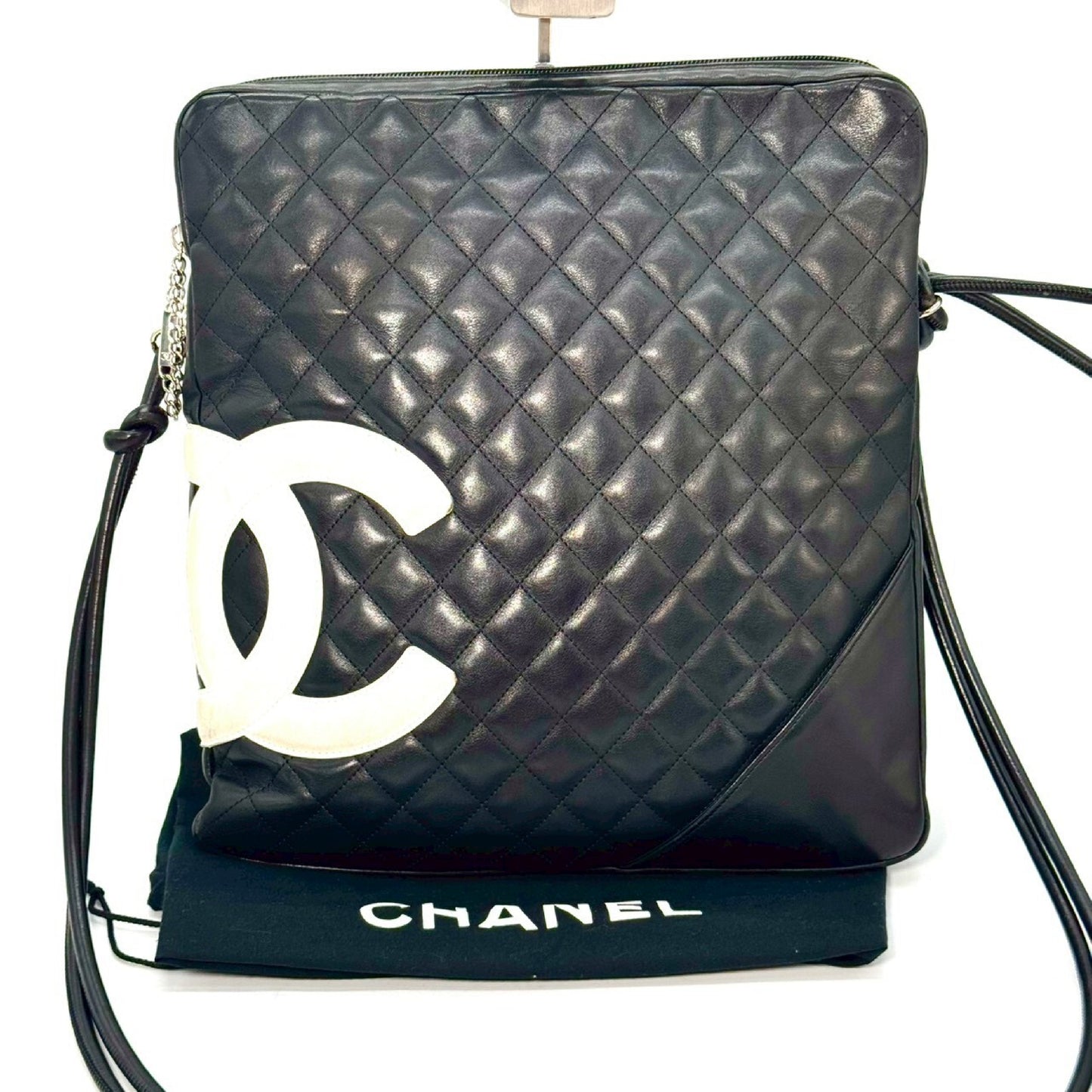 CHANEL Cambon Leather Shoulder Bag, Black, 9399307