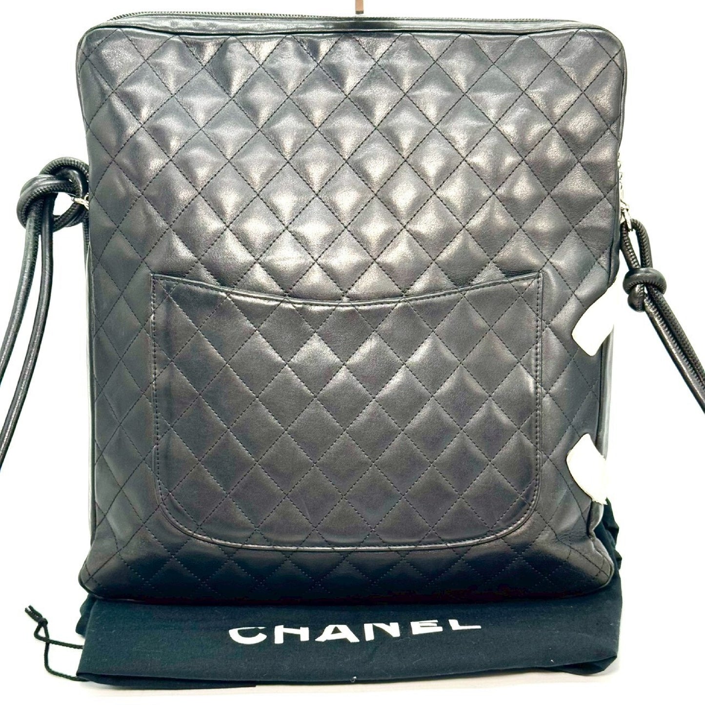 CHANEL Cambon Leather Shoulder Bag, Black, 9399307