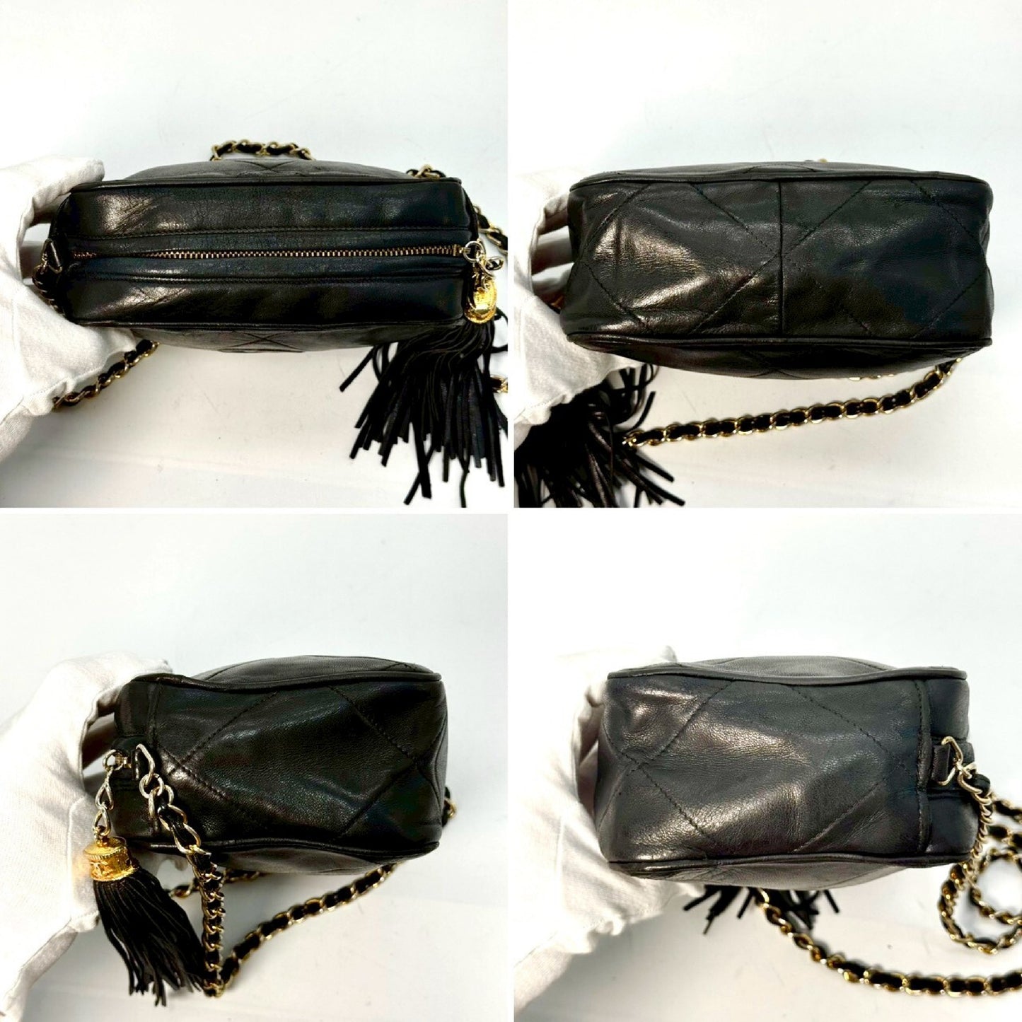 CHANEL Matelasse Lambskin Fringed Chain Shoulder Bag, Black, 0661173 Shoulder Bag